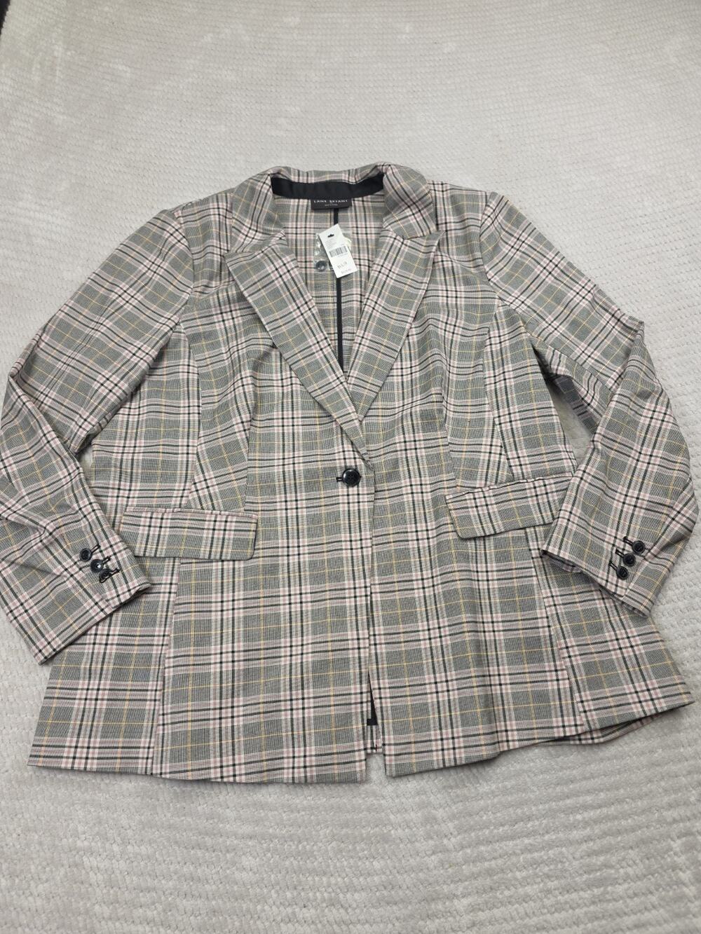 Lane Bryant Blazer Womens 22 Plaid One Button Jacket New